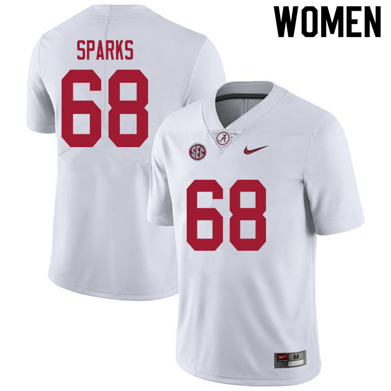 Women #68 Alajujuan Sparks Alabama White Tide College Football Jerseys Sale-White